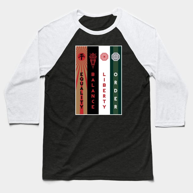 Korra's Antagonists Baseball T-Shirt by Eldritch Tree